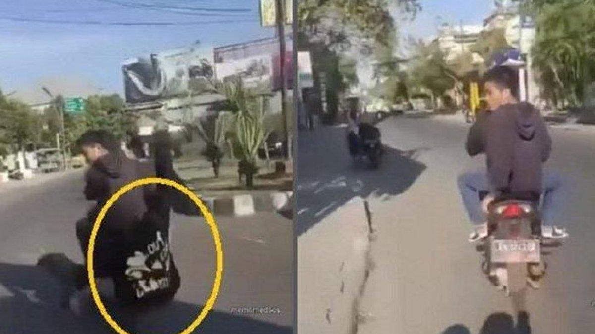 Aksi begal bokong kena karma instan setelah menyenggol ibu-ibu atau emak-emak di jalan.