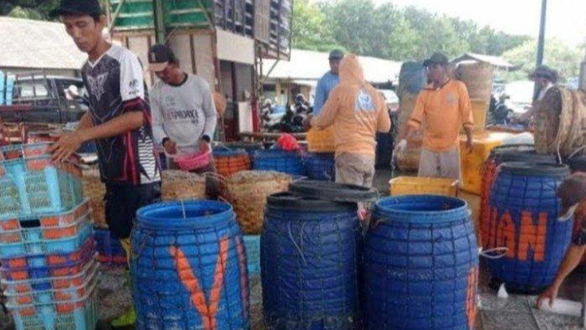 100 HARI KERJA - Aktivitas para pedagang ikan di Pasar Ikan Lamongan Jalan Kusuma Bangsa Kabupaten Lamongan, Jumat (18/4/2025). Hasil produksi perikanan yang melimpah menjadi perhatian Pemkab Lamongan agar mempunyai nilai jual yang cukup tinggi.