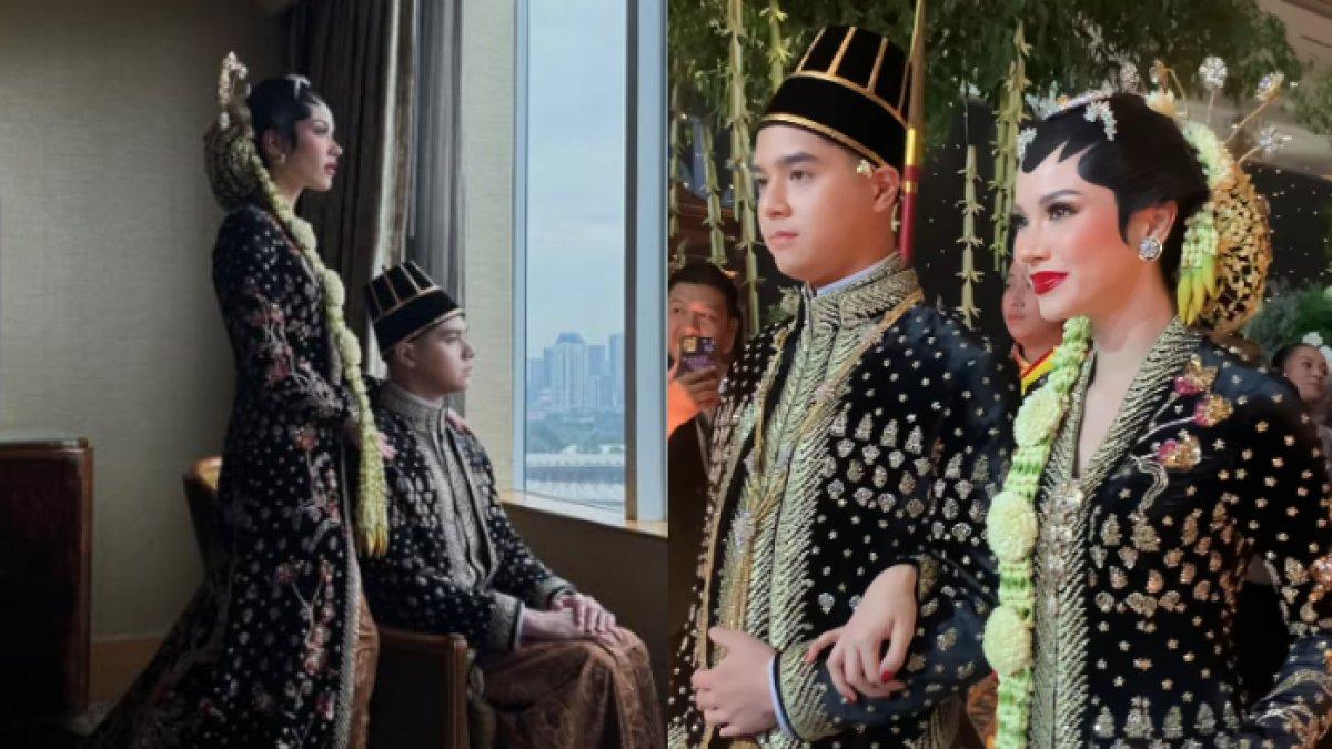 NGUNDUH MANTU - Potret Al Ghazali dan Alyssa Daguise di acara ngunduh mantu, Kamis (19/6/2025). Keduanya tampil serasi mengenakan busana pengantin adat Jawa.