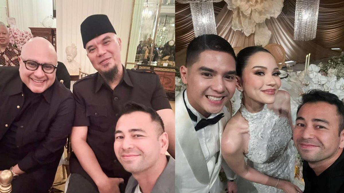 PERNIKAHAN AL GHAZALI - Kolase foto Raffi Ahmad hadiri pernikahan Al Ghazali, diambil dari Instagram @raffinagita1717. Al Ghazali sempat ajak Irwan Mussry dan Ahmad Dhani selfie bareng