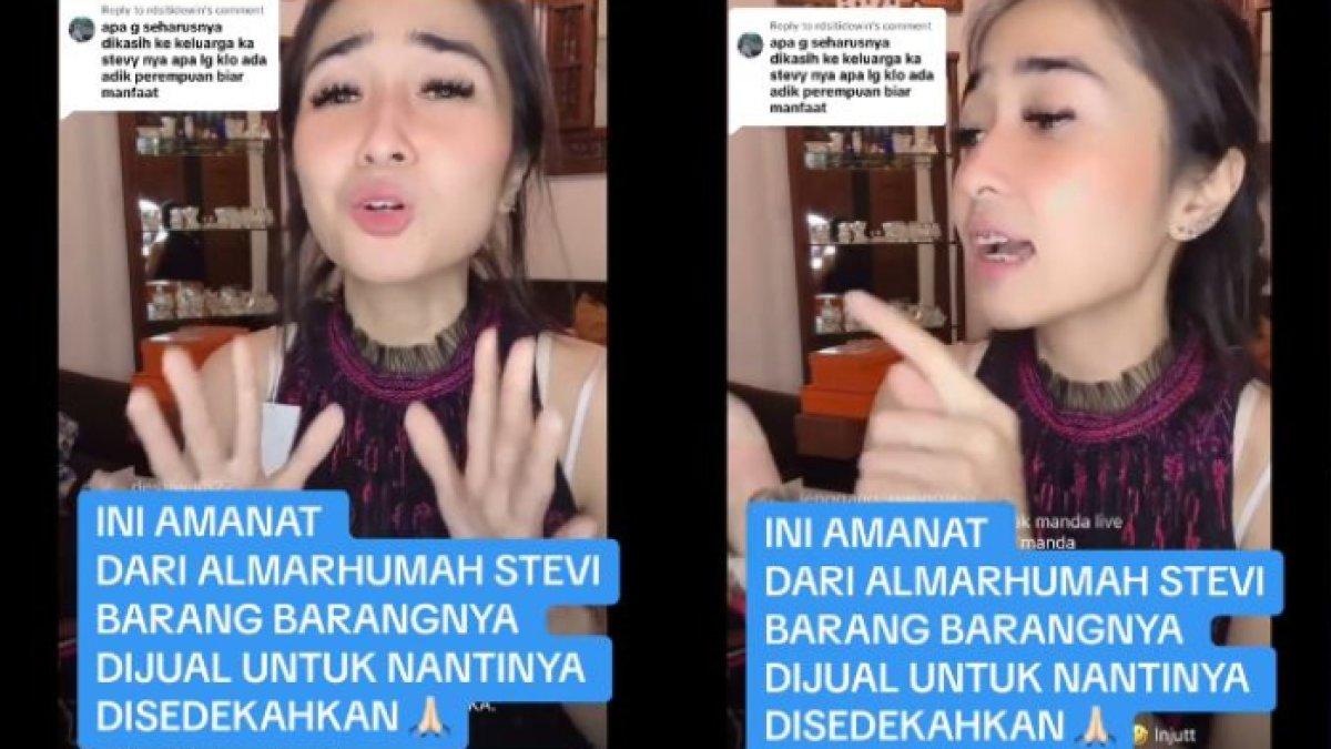 Amanda ramai dihujat setelah melakukan live tiktok menjual pakaian milik Stevie Agnecya.