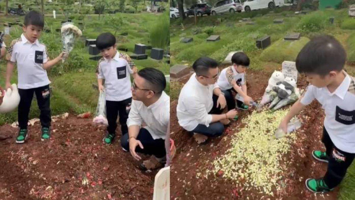 Anggi Pratama ziarah ke makam Stevie Agnecya