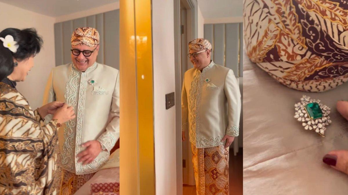 PERNIKAHAN AL GHAZALI - Kolase foto Irwan Mussry bersiap untuk pernikahan AL Ghazali diambil dari Instagran Anne Avantie. Anne Avantie dibuat minder dengan harga bros yang dipakai Irwan Mussry di pernikahan Al Ghazali