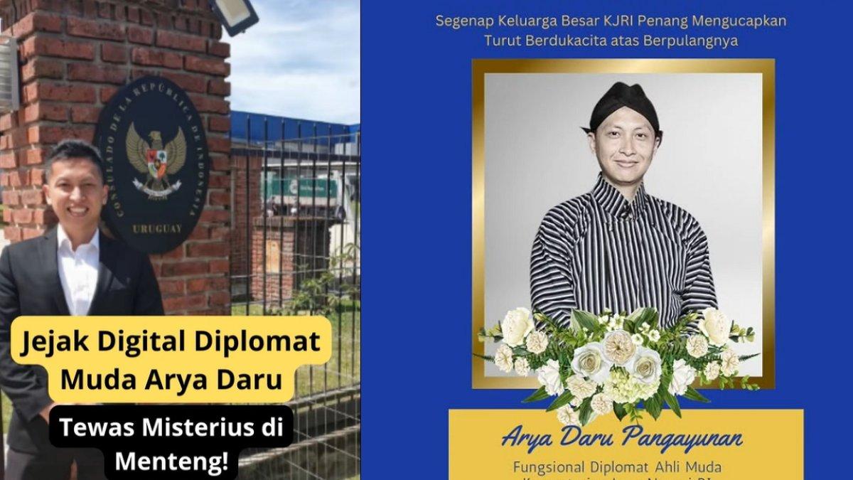 DIPLOMAT TEWAS MISTERIUS - Kolase foto Arya Daru Panangunan diambil dari Tiktok @laporankriminal. Arya Daru Panangunan diplomat muda ditemukan meninggal tak wajar di kamar kosnya