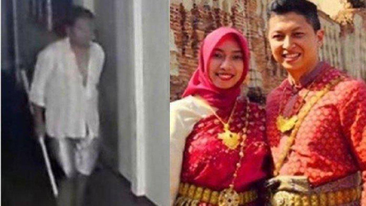 PENJAGA KOS ARYA - (kanan) Arya Daru bersama istrinya. Sang istri lah yang meminta penjaga kos untuk mengecek kamar korban.