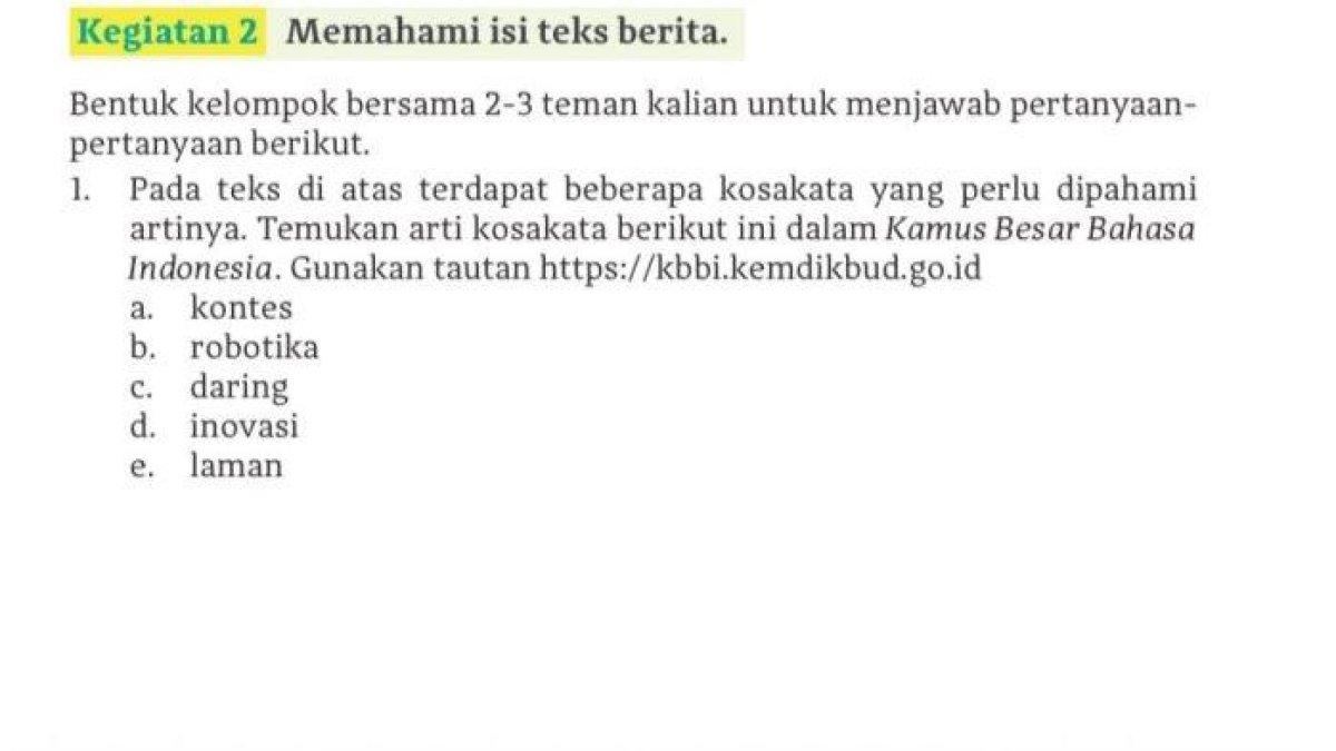 Kunci jawaban Bahasa Indonesia SMA/SMK Kelas XI Kurikulum Merdeka, soal Kegiatan 2 halaman 36-37.