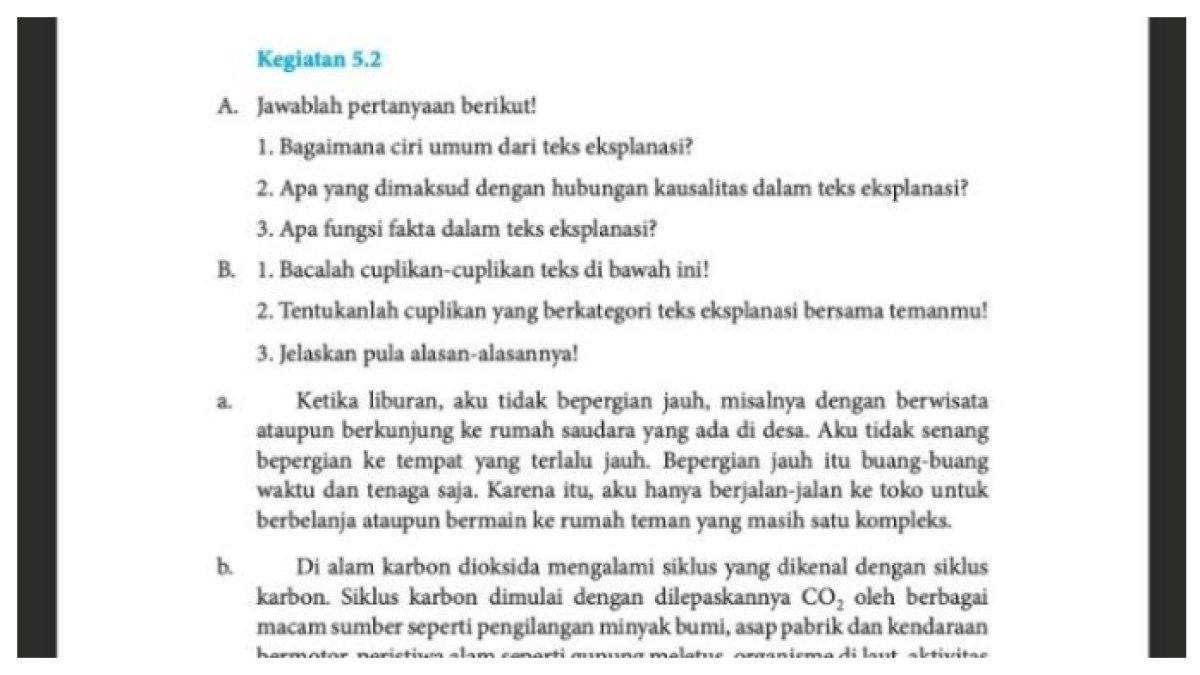 ILUSTRASI KUNCI JAWABAN: Bahasa Indonesia kelas 8 halaman 132 semester 2 tentang ciri teks eksplanasi