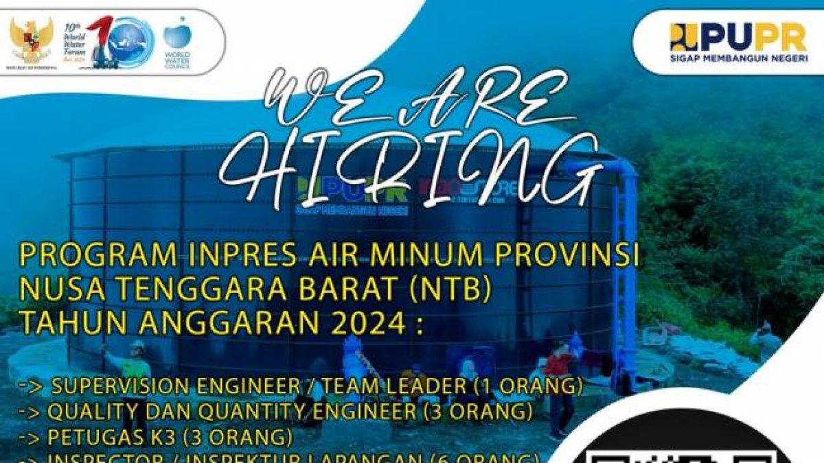 Balai Prasarana Pemukiman Wilayah Nusa Tenggara Barat Kementerian Pekerjaan Umum dan Perumahan Rakyat (PUPR) buka lowongan kerja 2024.