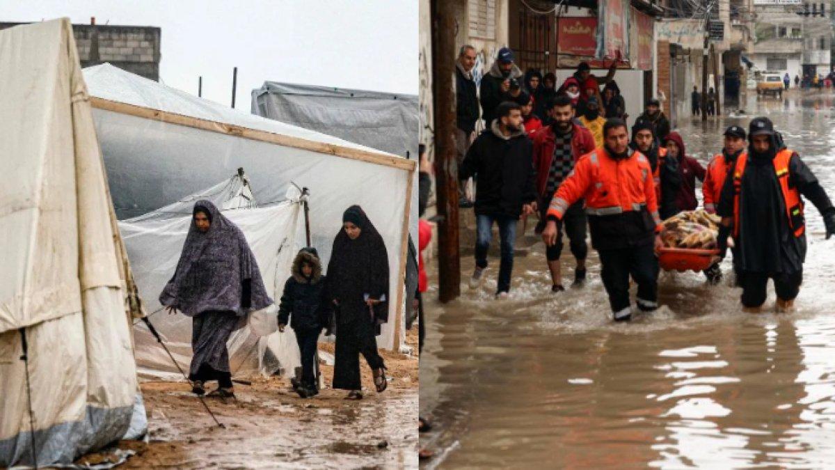 Banjir yang melanda kamp pengungsi di Jalur Gaza, Palestina.