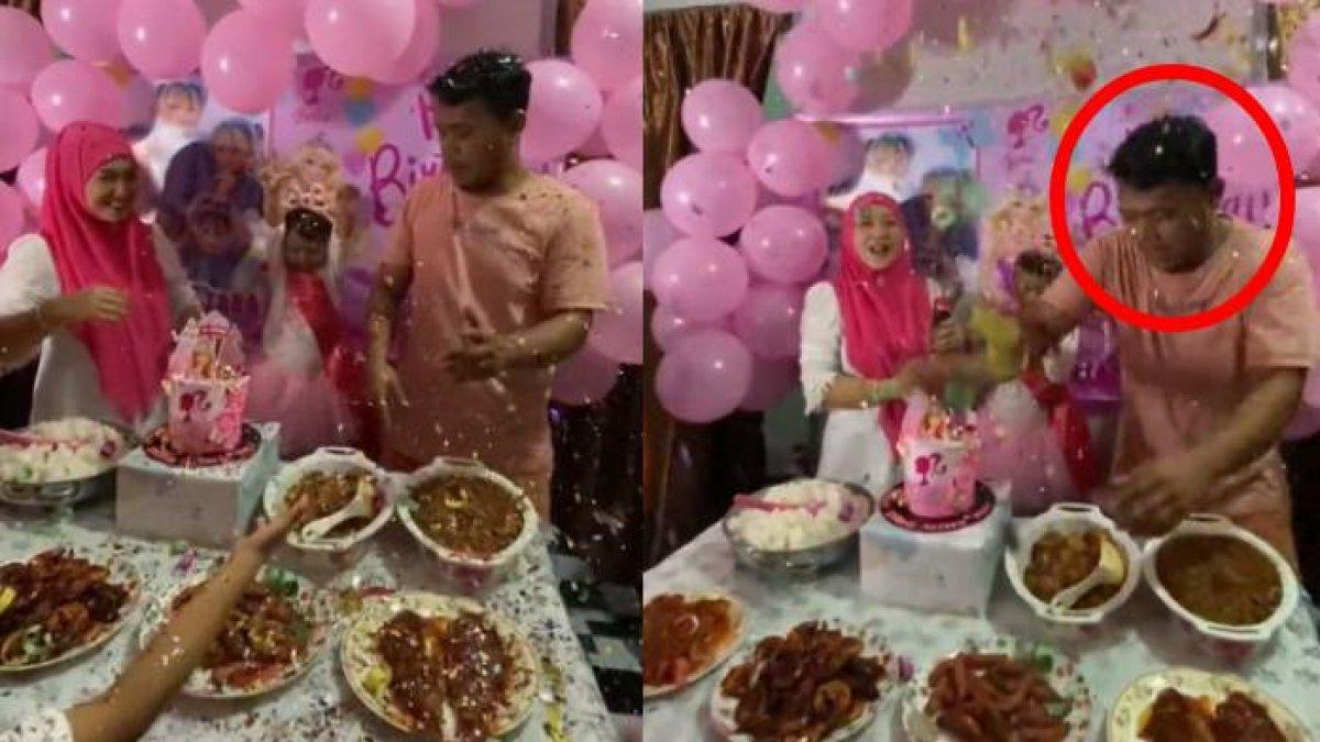 Bapak marah karena makanan ulang tahun di pesta anaknya kotor karena istri ledakkan confetti 2