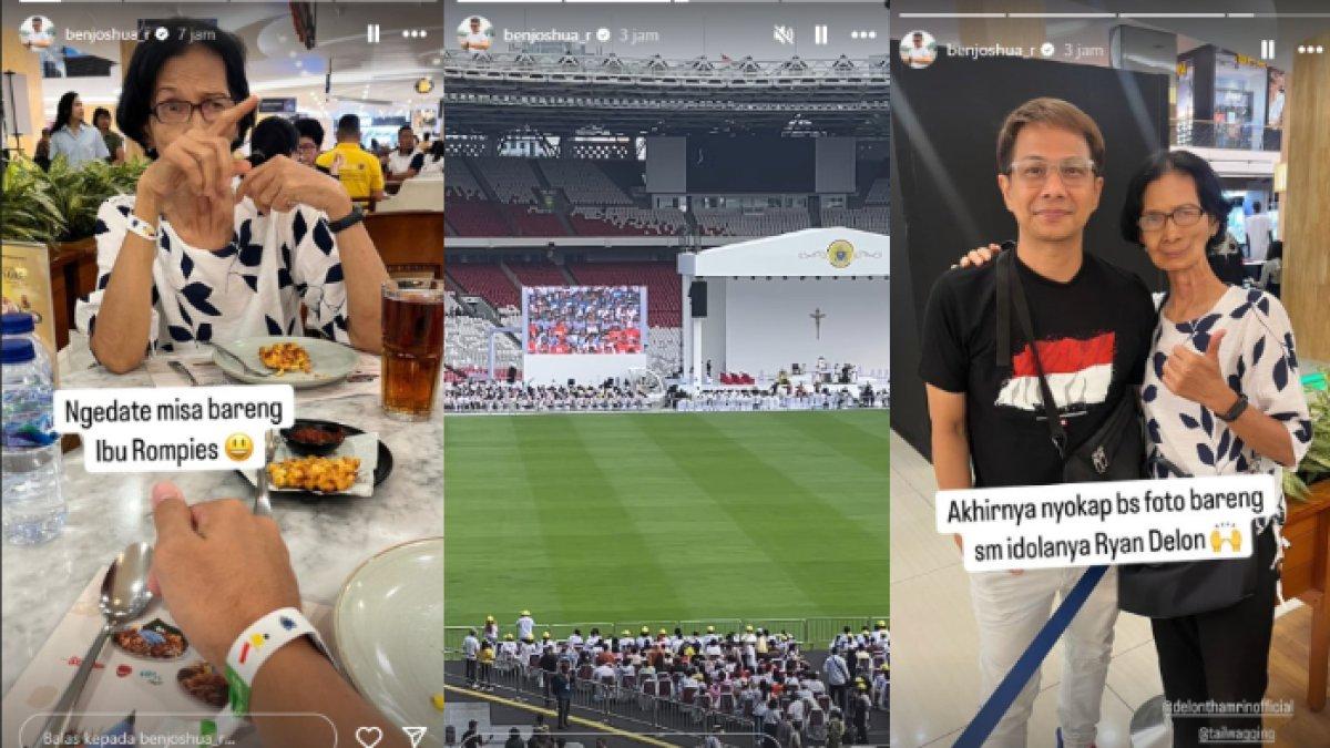 Ben Joshua dan ibundanya hadir di Misa Kudus yang dipimpin Paus Fransiskus di Gelora Bung Karno, Ben Joshua pamer gelang Misa Kudus di GBK