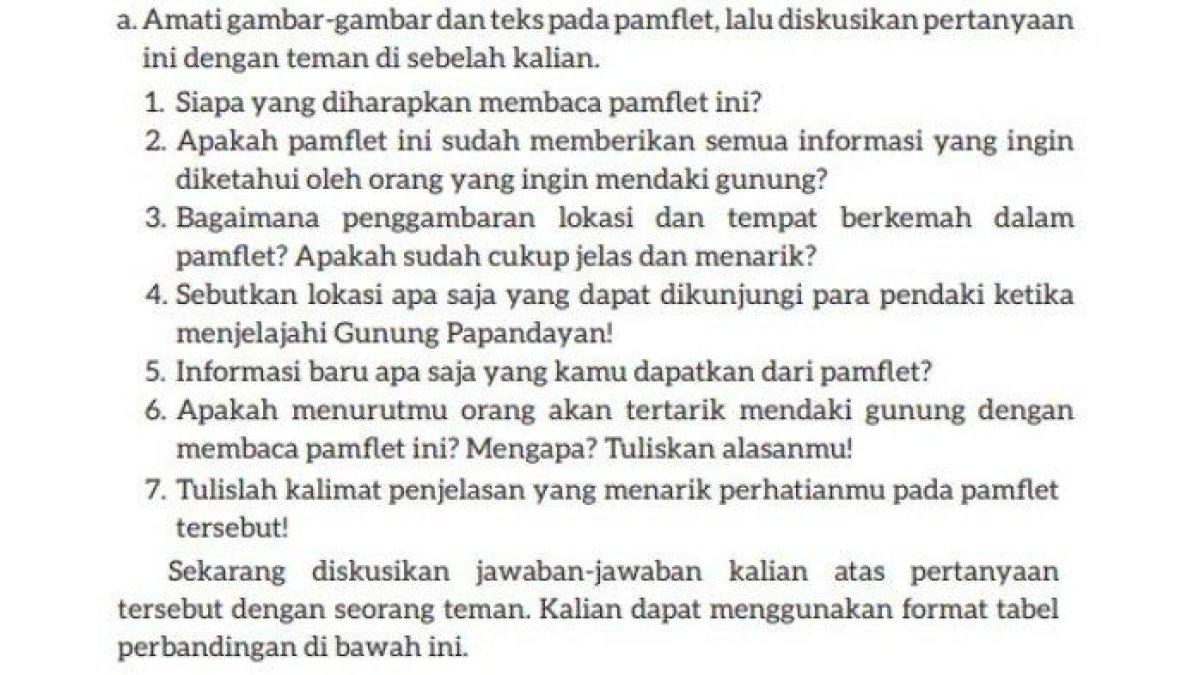 Berikut kunci jawaban Bahasa Indonesia kelas 7 halaman 17 dan 18 Kurikulum Merdeka, membahas tentang pamflet.