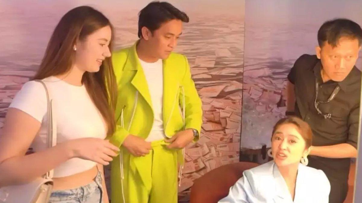 Billy Syahputra saat memperkenalkan Vika Kolesnaya ke teman artis.
