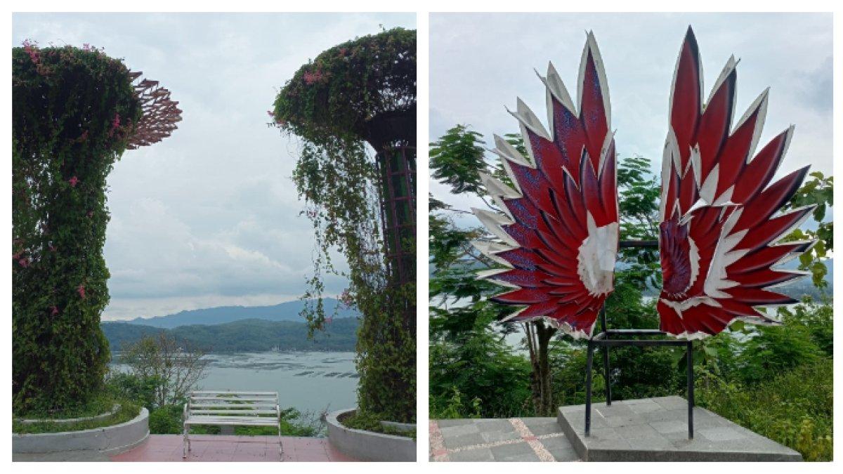 REKOMENDASI OBYEK WISATA: Duduk santai menikmati danau atau berpose dengan sayap merah yang ikonik