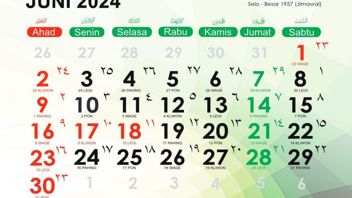 Bulan Juni dalam kalender Hijriah Indonesia 2024.