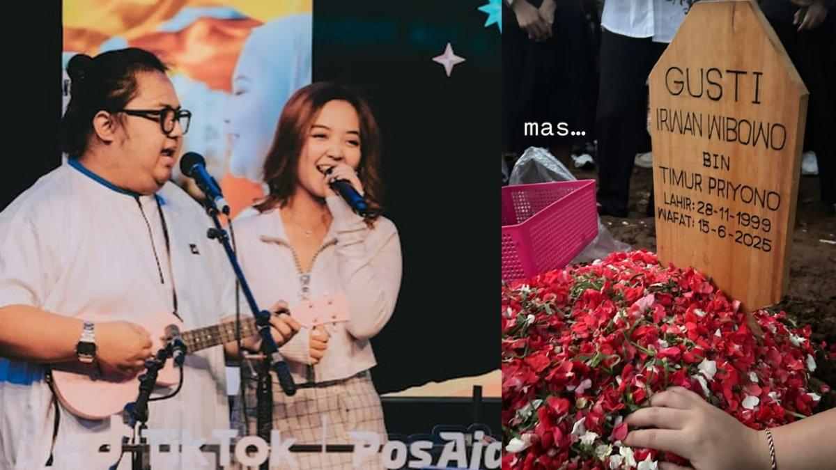 GUSTIWIW MENINGGAL - Kolase foto Bunga Nafisa dan pemakaman Gustiwiw diambil dari Instagram @bunganafisa99. Bunga Nafisa curhat pilu setelah Gustiwiw dimakamkan pada Minggu (15/6/2025)