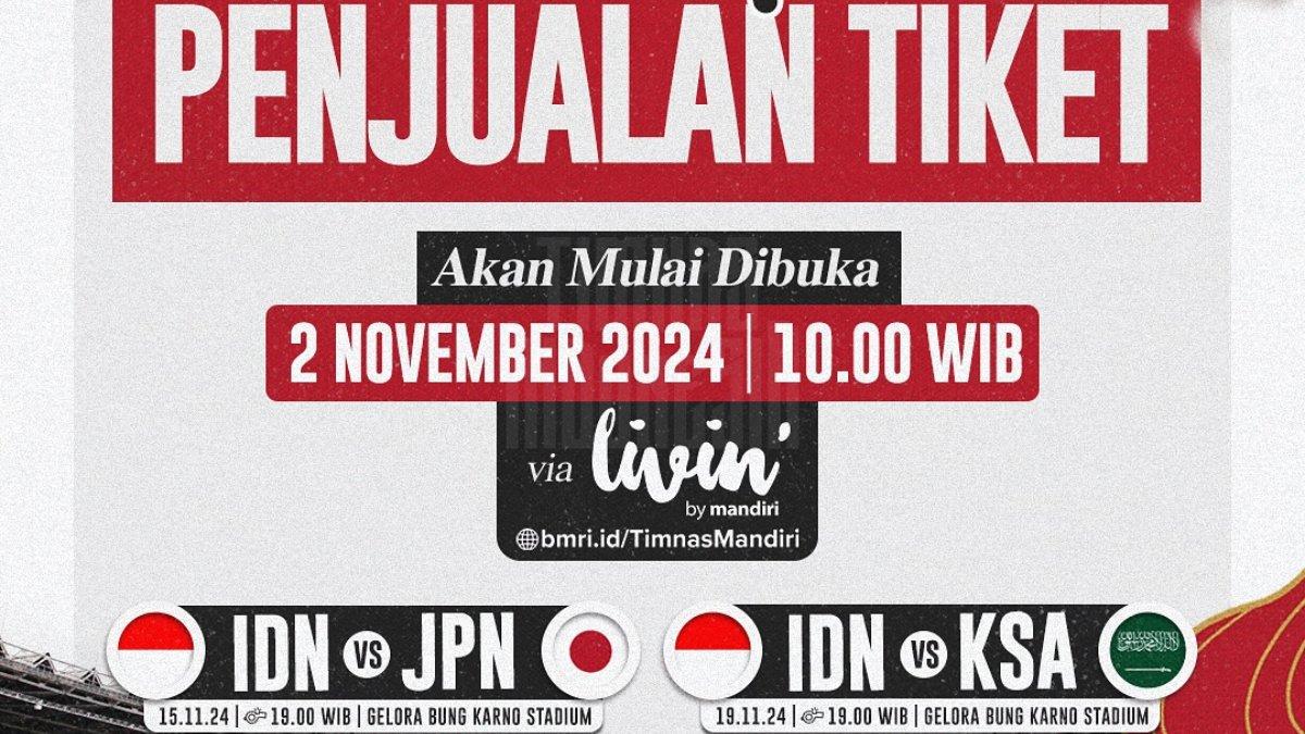 Cara beli tiket Timnas Indonesia vs Jepang Kualifikasi Piala Dunia 2026 Zona Asia Grup C.