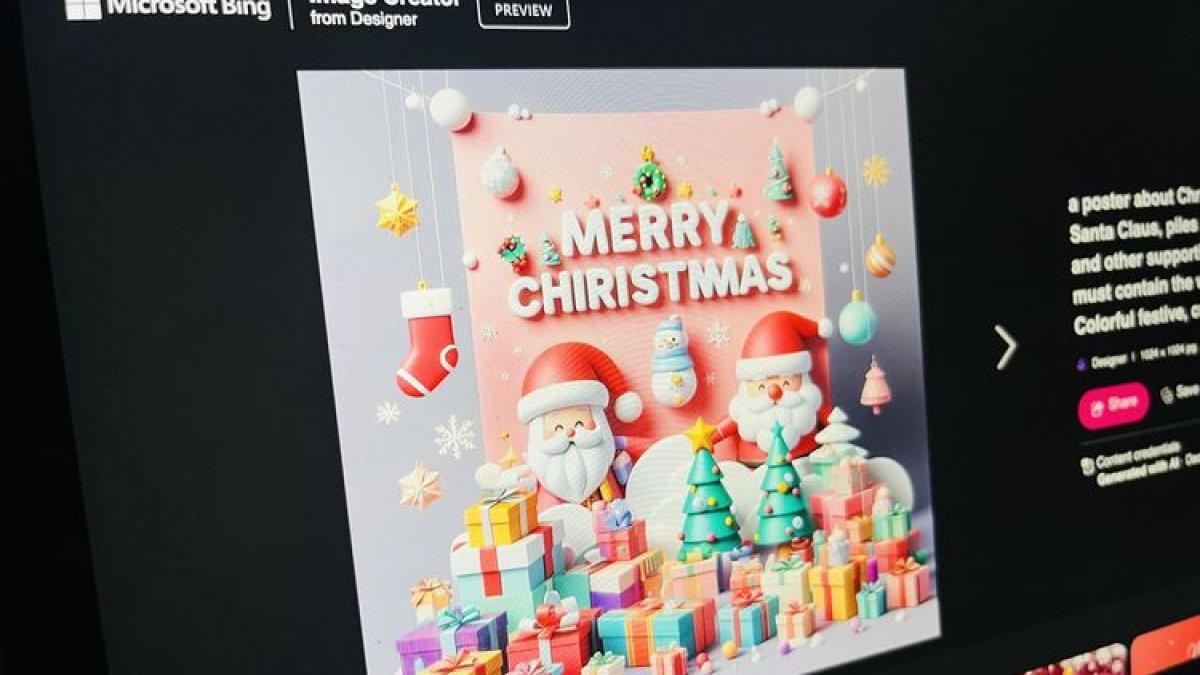 Cara membuat gambar ucapan selamat Natal 2023 via Bing Image Creator.