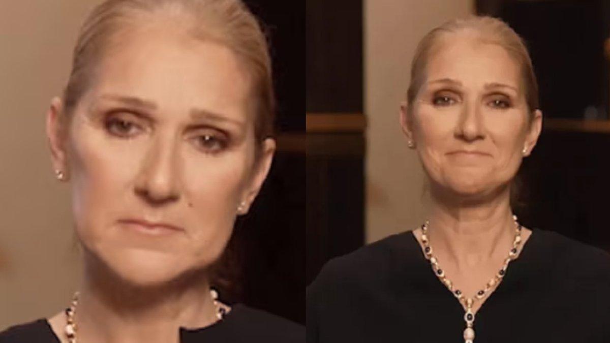 Celine Dion saat mengumumkan penyakitnya yang membuat konser tour dibatalkan