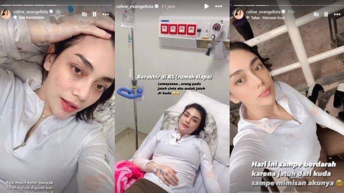 Celine Evangelista dilarikan ke rumah sakit imbas kecelakaan berkuda.