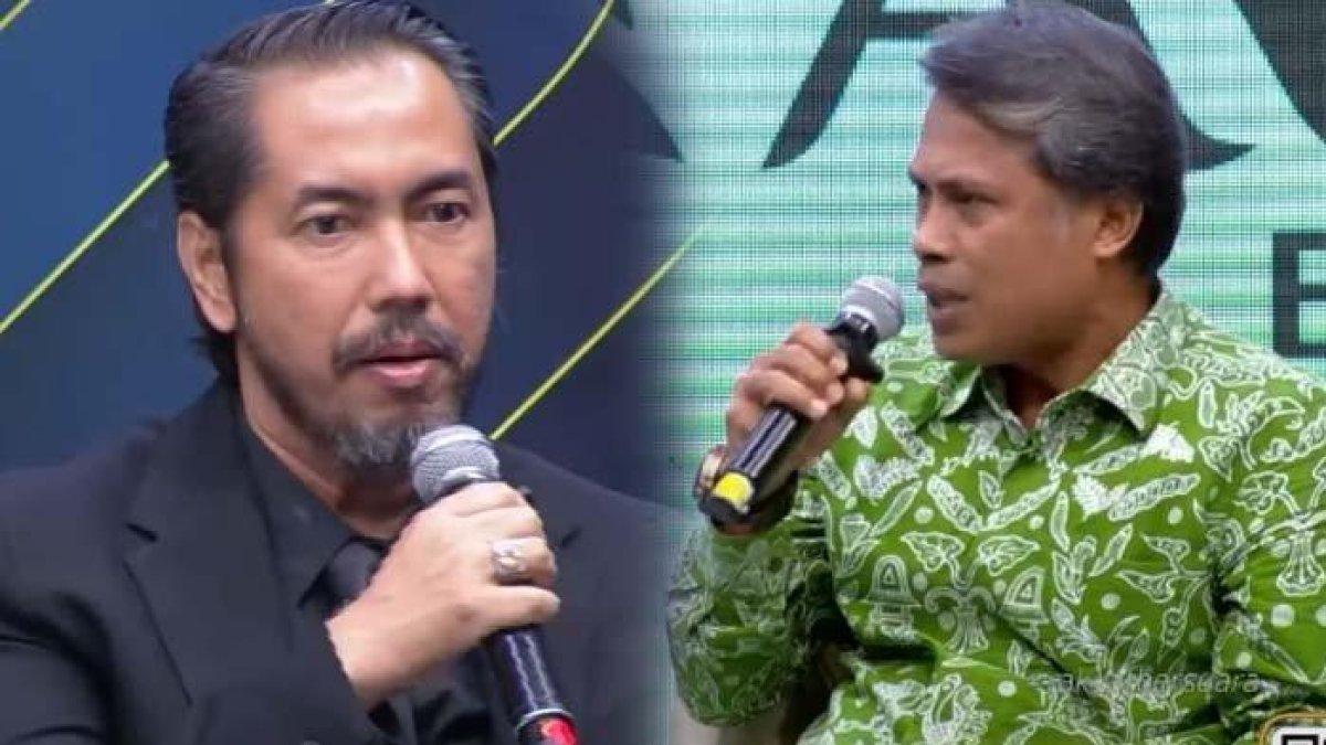 DESAKAN TANGKAP HERCULES: Tangkapan layar momen pengacara Hercules, Sunan Kalijaga (kiri) berapi-api debat dengan tim advokat, Daniel Tonapa (kanan) yang mengadukan Ketum GRIB Jaya ke DPR. Mereka kesal karena Hercules didesak untuk ditangkap, disadur pada Rabu (14/5/2025).