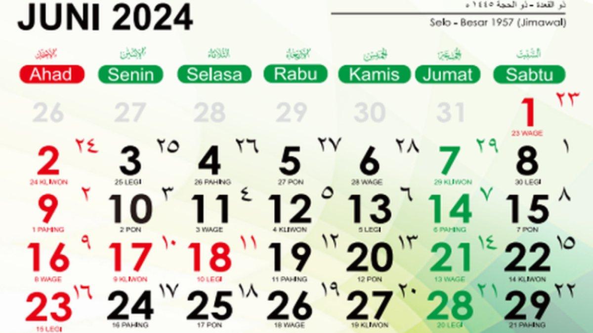 Daftar hari libur nasional dan cuti bersama Juni 2024, ada banyak tanggal merah.