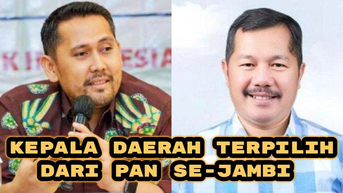 Berikut daftar kepala daerah terpilih dari Partai Amanat Nasional (PAN) se-Jambi, ada M Syukur di Merangin dan Monadi di Kerinci.
