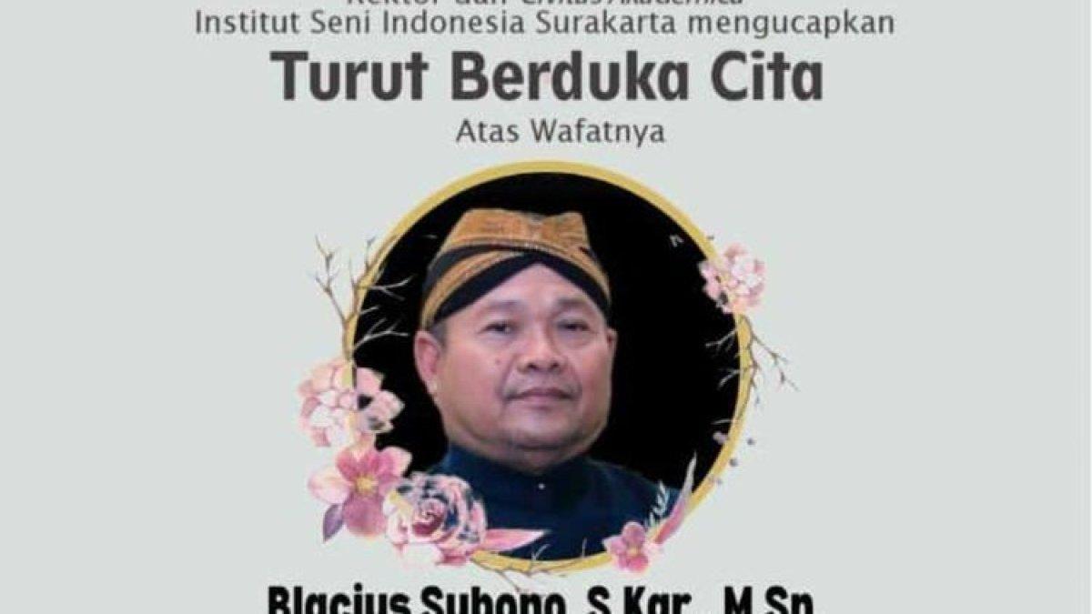 Kabar meninggalnya dalang Blacius Subono. Tiba-tiba ambruk setelah pentas dan sedang berjajar.