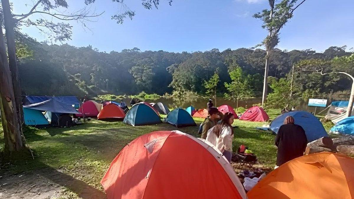 WISATA DI SULAWESI - Susana Danau Tambing di Taman Nasional Lore Lindu, Sulawesi Tengah, pada Minggu (2/7/2023). Wisatawan yang berkunjung ke Danau Tambing bisa membayar tiket masuk secara non-tunai (cashless) via QRIS.
