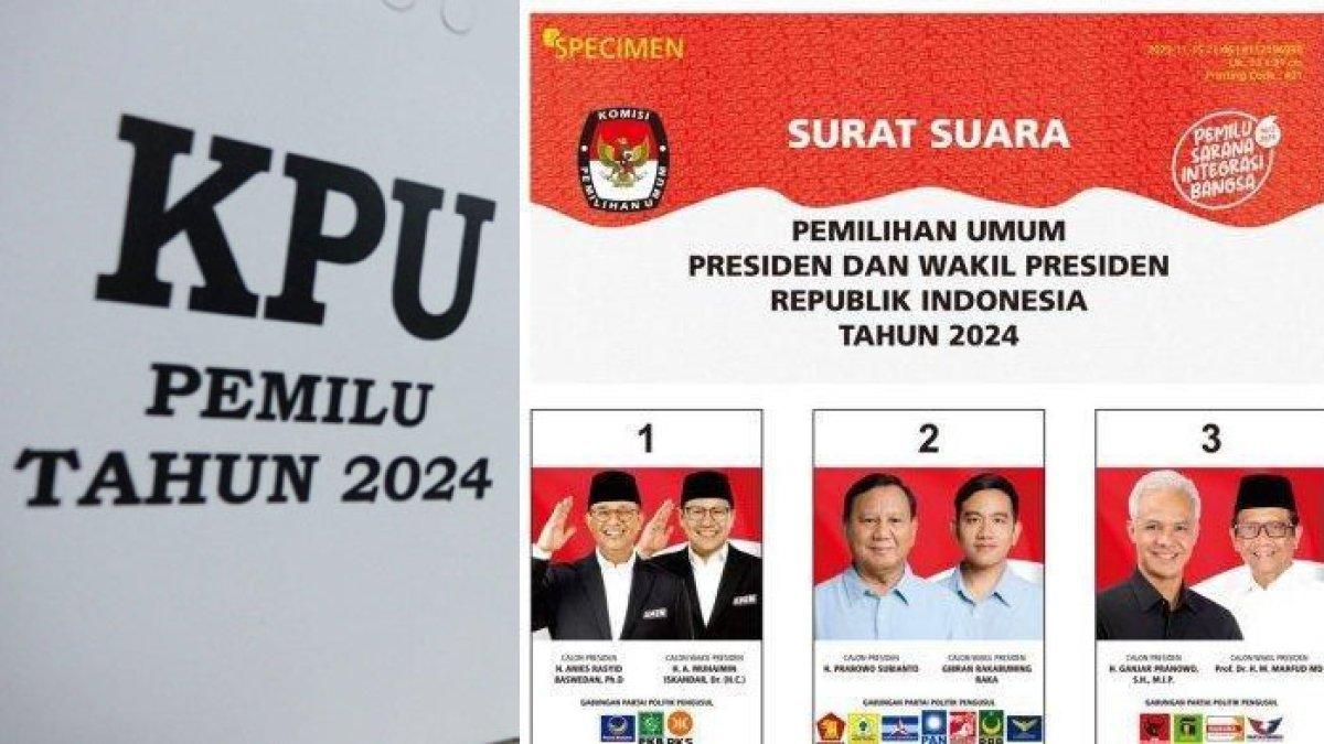 Desain terbaru surat suara Pilpres 2024 yang sudah diresmikan Komisi Pemilihan Umum (KPU) RI.