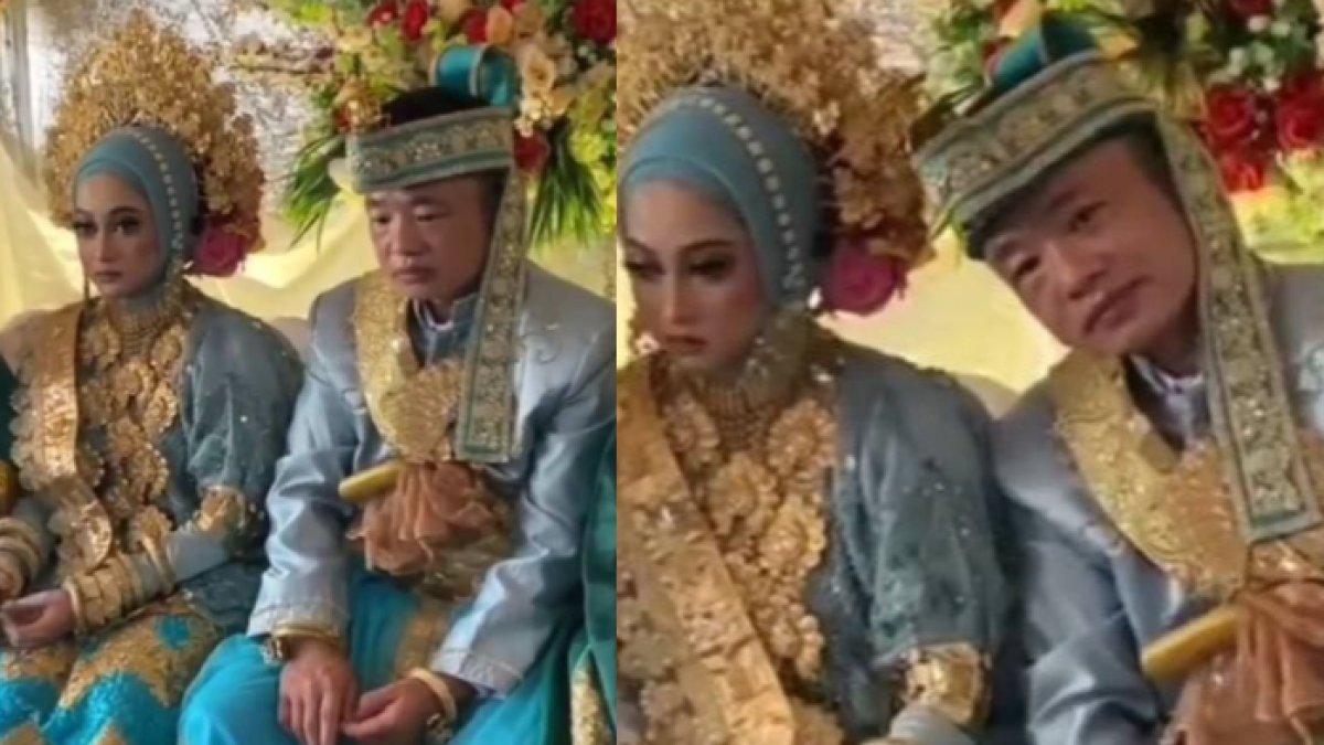 Diduga dijodohkan, mempelai wanita ini terus cemberut di hari pernikahannya, cuek bebek meski pasangannya berusaha mesra