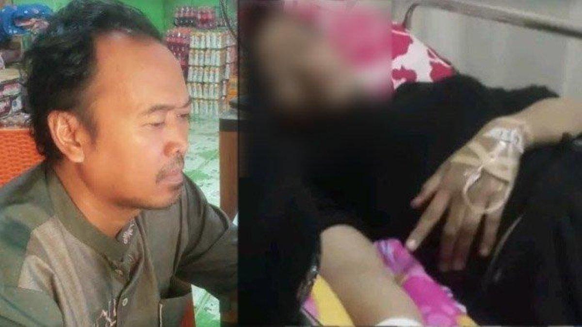 Diki Yudha (kiri), orang tua RA (kanan), korban pembacokan hingga lengan kanannya putus