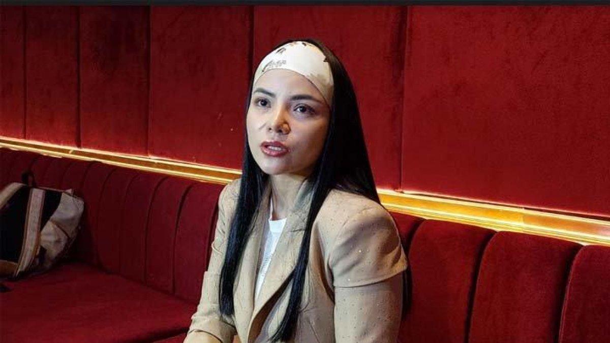 Dinar Candy pastikan belum menikah dengan Ko Apex, ditemui di kawasan Gunawarman Jakarta Selatan, Senin (5/8/2024).