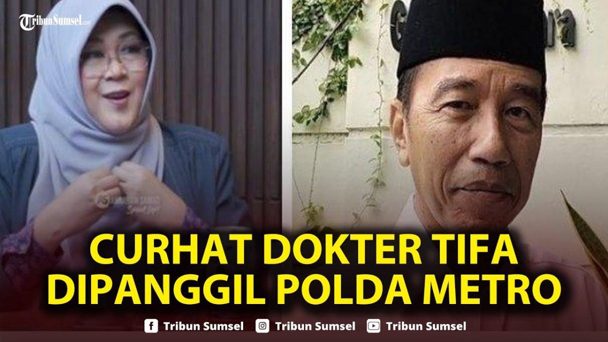 POLEMIK IJAZAH JOKOWI - Capture YouTube Tribun Sumsel menampilkan Dokter Tifa dan Jokowi. Dokter Tifa menangis ungkap siap dipenjara gegara masalah ijazah Jokowi