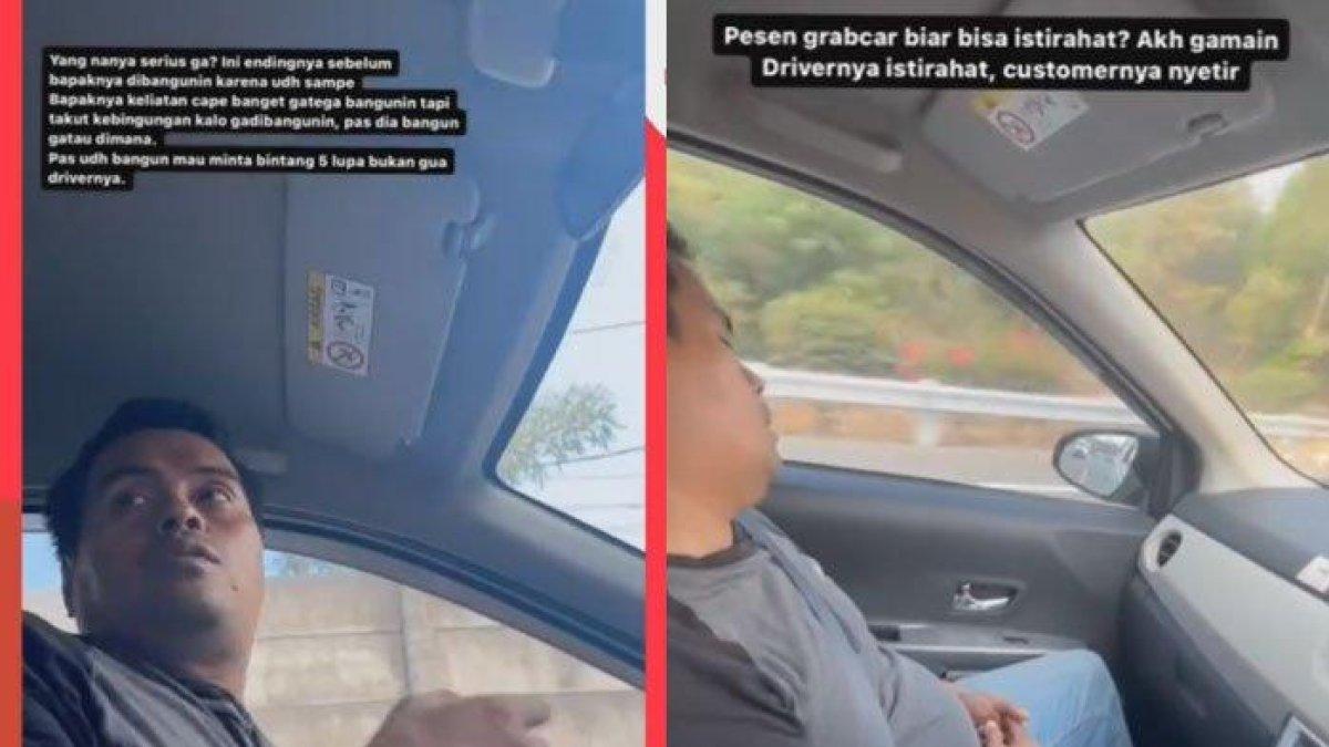 Driver taksi online ini kelelahan, akhirnya tertidur di mobil, disetirin pelangganya
