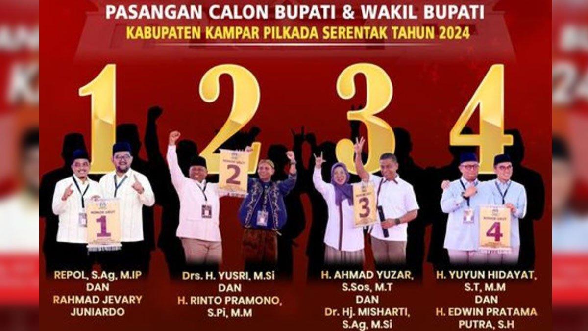 Inilah dua hasil survei para calon bupati dan wakilnya di Kabupaten Kampar, Riau. Siapa yang kuat dari empat paslon?