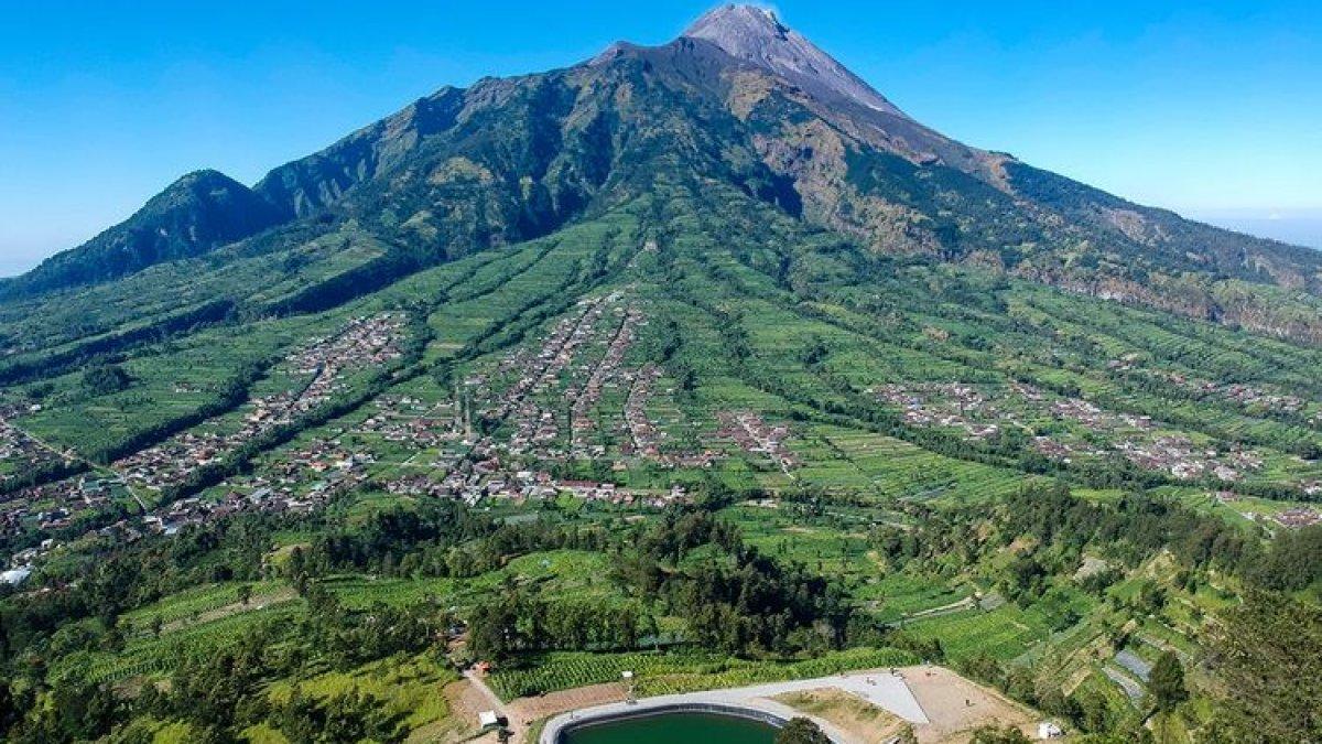 WISATA BOYOLALI: Embung Manajar Boyolali dari udara.