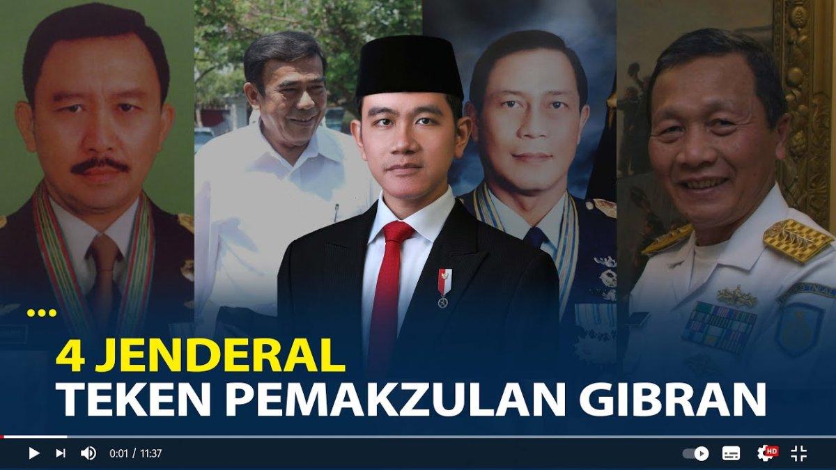 ISU PEMAKZULAN GIBRAN - Empat jenderal teken pemakzulan Gibran. Empat jenderal Purnawirawan TNI ini teken surat pemakzulan Gibran yang sudah diserahkan ke DPR dan MPR