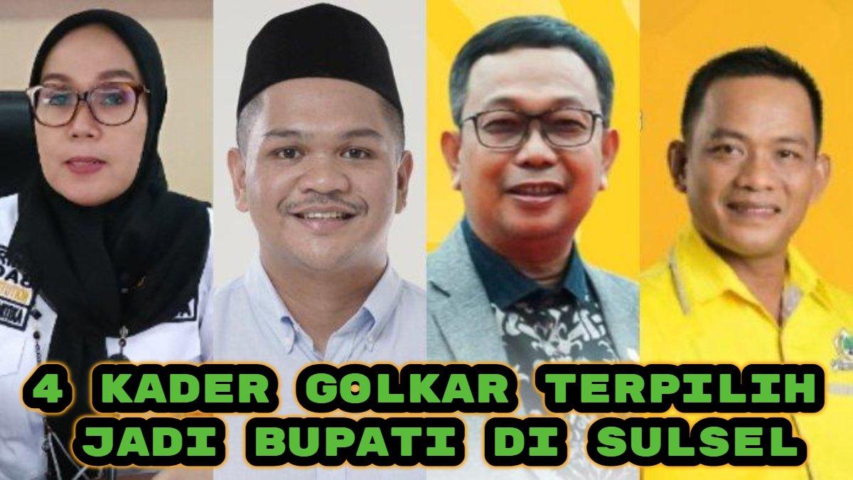 Empat kader dari partai Golkar terpilih hadi Bupati di Sulsel. Ada Muhammad Fathul Fauzy Nurdin di Bantaeng dan Suwardi Haseng di Soppeng.