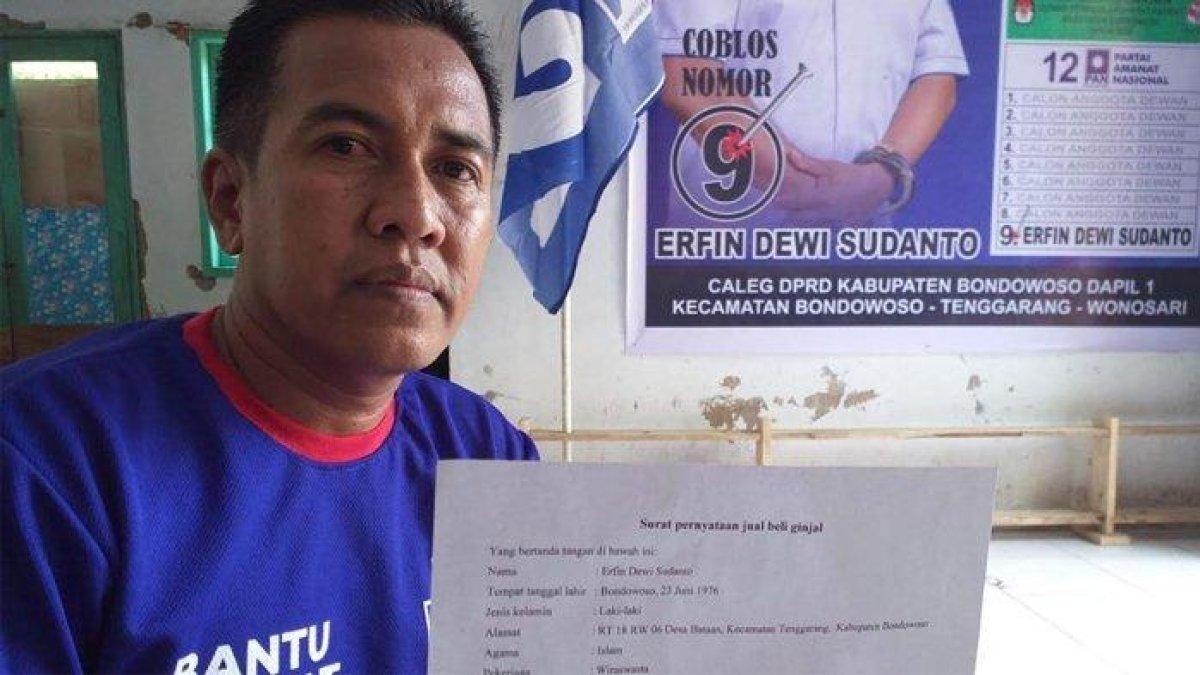 Erfin Dewi Sudanto, caleg asal Bondowoso nekat jual ginjal demi modal kampanye.