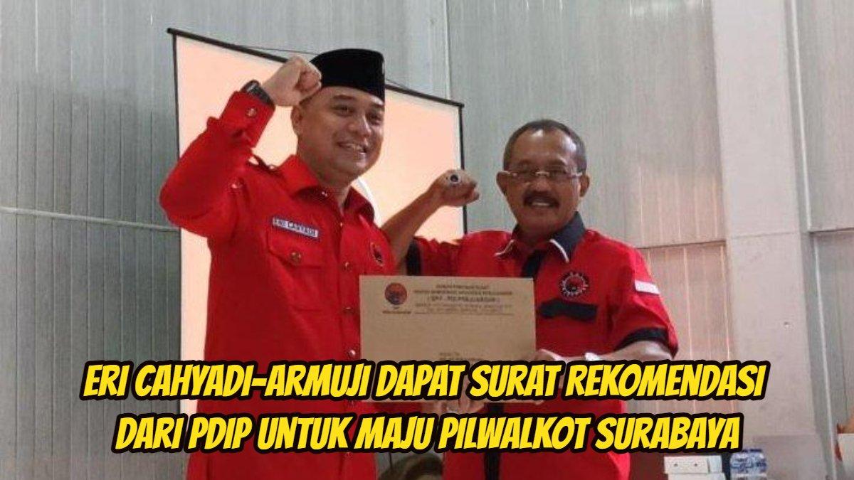Eri Cahyadi-Armuji dapat surat rekomendasi dari PDIP untuk Pilwalkot Surabaya