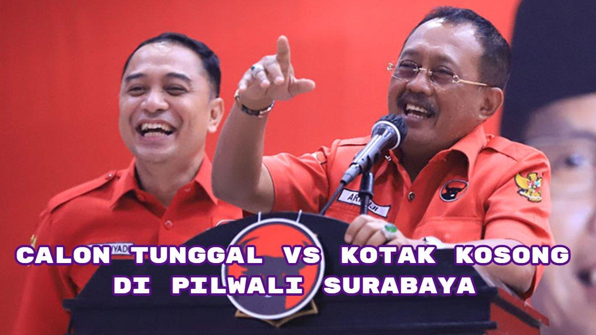 Berikut hasil survei elektabilitas Pilkada Kota Surabaya 2024, Eri Cahyadi-Armuji jadi calon tunggal, cek elektabilitasnya.