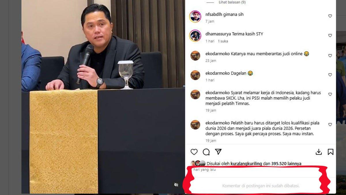 Erick Thohir batasi kolom komentar Instagram