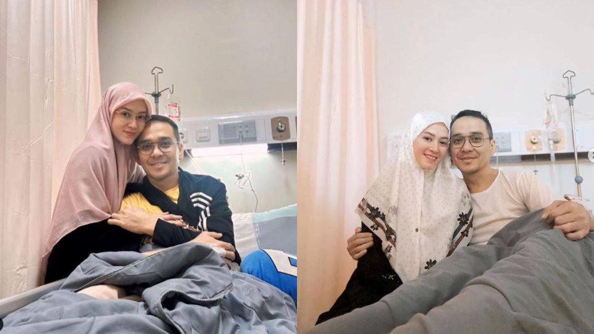 Fadlan ditemani istrinya saat berobat di rumah sakit.