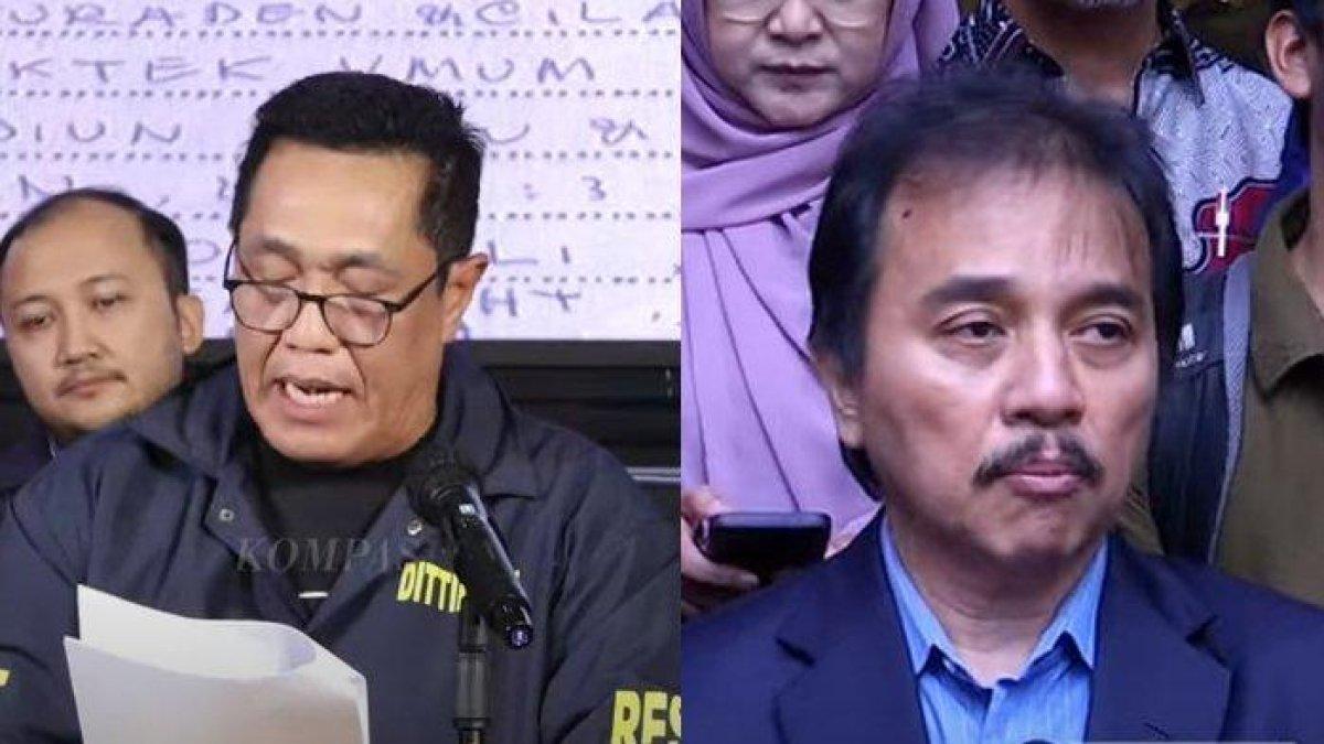 IJAZAH JOKOWI - Foto Bareskrim mengumumkan keaslian ijazah Jokowi (kiri) dan foto Roy Suryo (kanan). Pihak kepolisian Bareskrim telah mengumumkan bahwa ijazah Joko Widodo (Jokowi) ternyata asli.