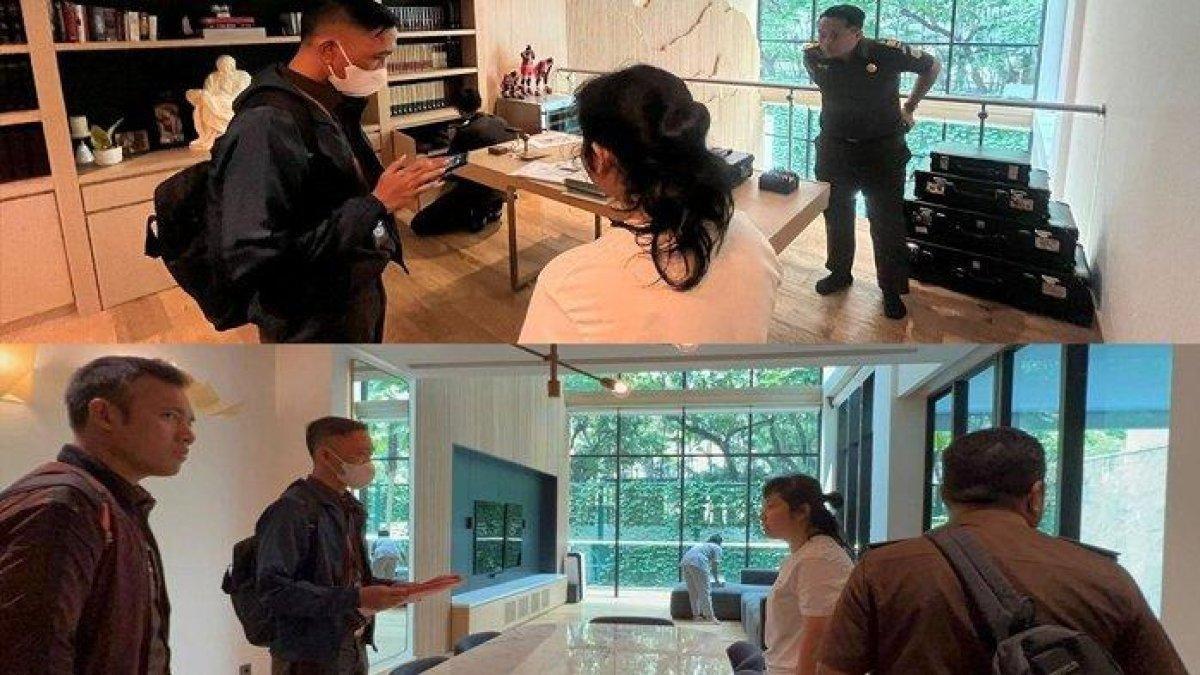 Foto-foto Kejagung geledah rumah Harvey Moeis guna penyelidikan kasus korupsi timah. Terlihat di dokumentasi Kejagung, tidak ada Sandra Dewi. Yang ada hanya asisten pribadi Sandra Dewi, Ai.