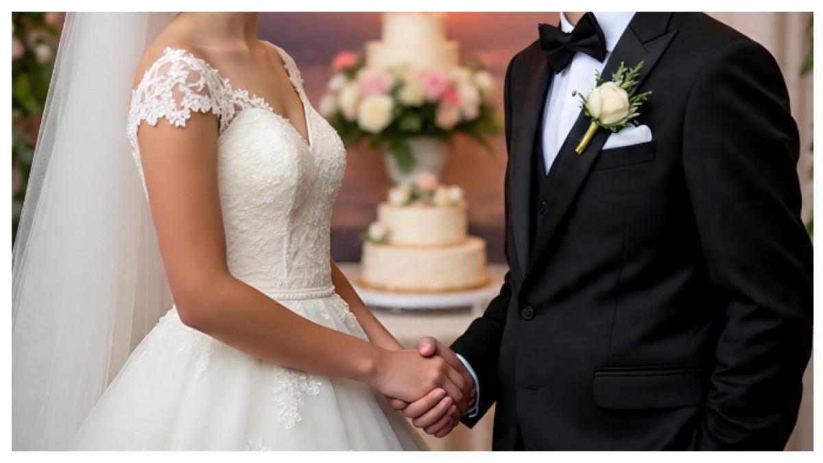 Ilustrasi pasangan pengantin yang masih di bawah umur.