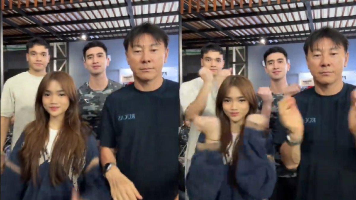 FUJI VELOCITY - Potret Fuji ajak Fadly Faisal, Verrell Bramasta, dan Shin Tae-yong diambil dari TikTok pada Jumat (28/3/2025). Keempatnya kompak berjoget Velocity.