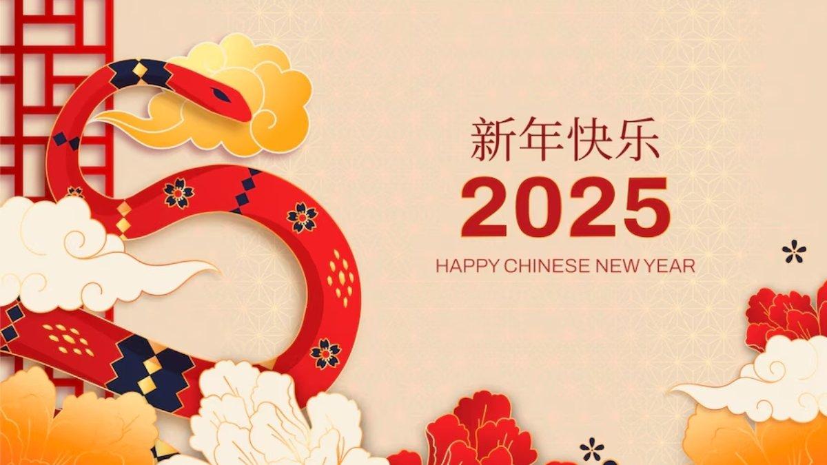 Gambar bertema Imlek 2025 yang diunduh dari Freepik.com pada Senin (27/1/2025). Download kumpulan GIF gambar bergerak Hari Raya Imlek 2025.