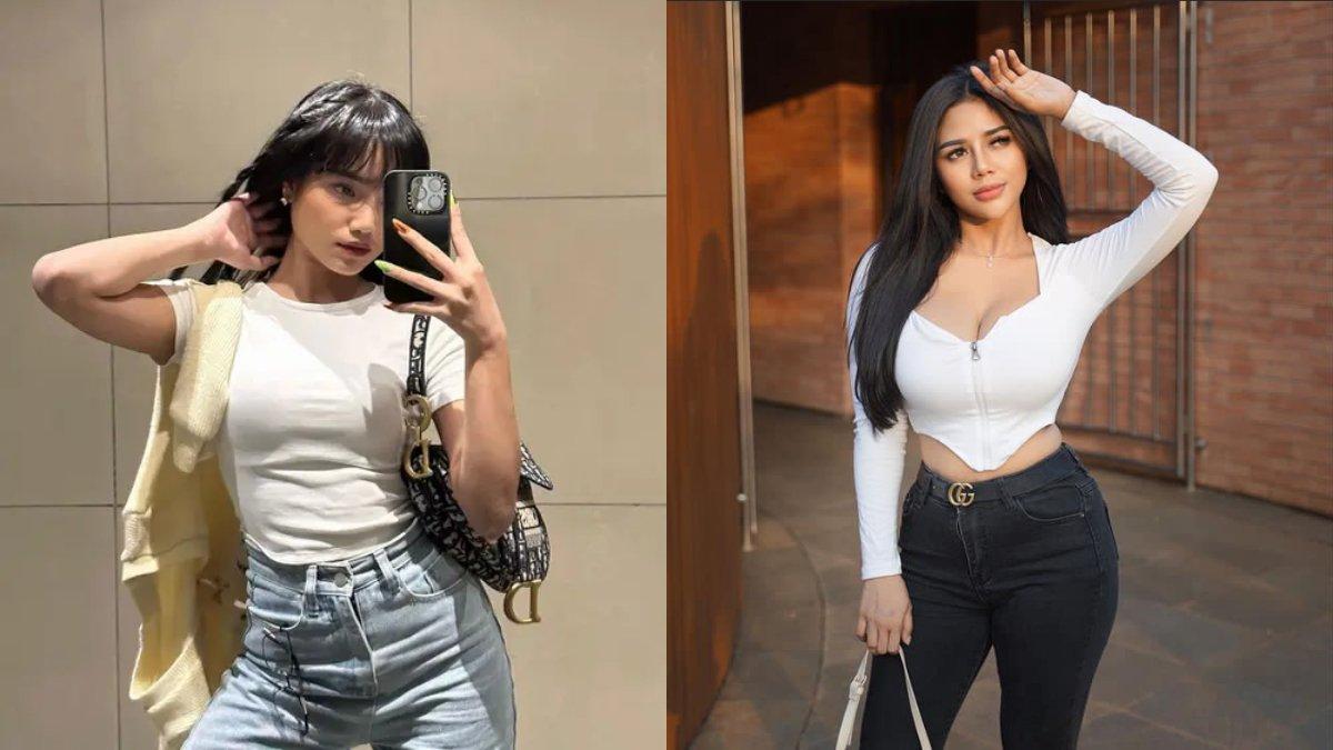 Gaya kasual Fuji dan Bunga Aurellie.